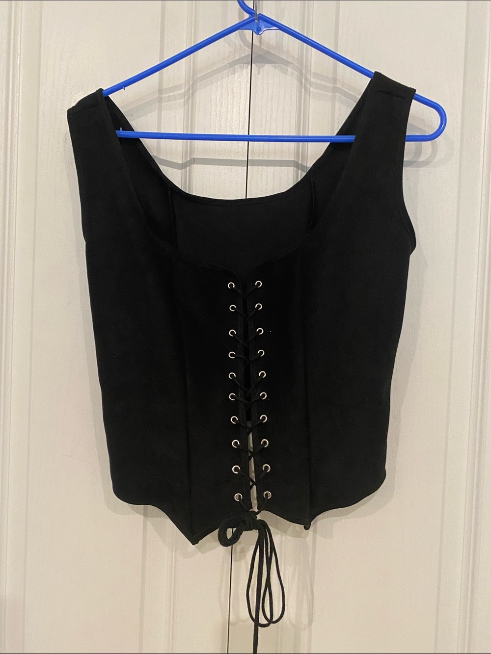 Velvety smooth Black Lace-Up Women's Corset Tank Top sz M/L